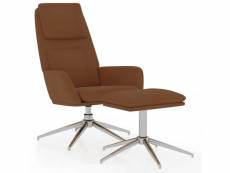 Vidaxl chaise de relaxation avec tabouret marron tissu microfibre