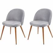 2x chaise de salle à manger 097, fauteuil, style rétro années 50, en velours ~ gris clair - HHG
