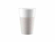Bodum set de 2 mugs en porcelaine avec bande silicone bistro 0,6 l blanc creme