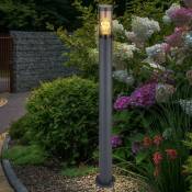 Borne lumineuse d'éclairage extérieur lampes de jardin anthracite IP44, lampadaire patio balcon, acier inoxydable fumé, 1x douille E27, DxH 12,7x110cm