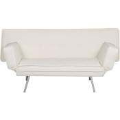 Canapé-lit en Tissu Blanc Cuir pu Pratique Durable avec Dossier et Accoudoirs Réglables Idéal pour un Salon Moderne Beliani