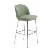 Chaise de bar 75 cm vert clair et pieds chrome Oslo