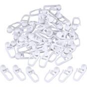 Clips de Rideau Roulant Crochets de Rideaux en Plastique Blanc pour Voie Type Rideau, 50 Paquets