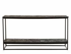 Console à double plateau en bois de manguier noir et métal l160 - caia 5647