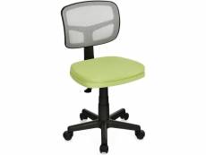 Costway chaise de bureau à roulettes sans accoudoirs hauteur réglable dossier maille respirant support en y ,49x43x79-91cm (vert)