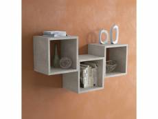 Cube de rangement modulable, 100% made in italy, étagère murale modulable, étagère murale, 30x25h30 cm, couleur ciment 8052773612432