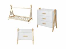 Ensemble meubles de chambre en pin - amarok - beige et blanc 36147NB