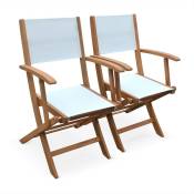 Fauteuils de jardin en bois et textilène - Almeria blanc - 2 fauteuils pliants en bois d'Eucalyptus huilé et textilène - Blanc