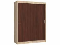 Helia - armoire à porte coulissante style moderne chambre - 150x200x60 - 2 portes+6 tablettes - wengé