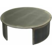 [JAMAIS UTILISÉ] Table basse HHG-571, table d'appoint table de salon, certifiée MVG Industrial, ronde Ø80cm, aspect métal brossé - grey