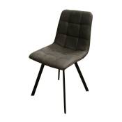 Kreadiff - Chaise en simili gris pieds métal noir