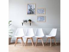 Lot de 4 chaises scandinaves nora blanches avec coussin