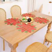 Lot de 4 sets de table Poinsettia de Noël Lot de 4