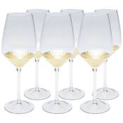 Lot de 6 - Verre à vin blanc en verre fond doré