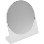 Miroir forme ronde 1 face avec base - blanc Tendance