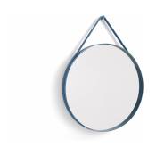 Miroir rond en acier bleu 70 cm Strap - Hay