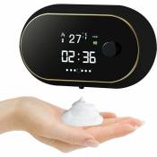 Noir)Distributeur de savon automatique 500 ml avec capteur, distributeur de savon électrique rechargeable réglable à 3 niveaux, distributeur de savon