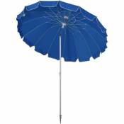 Outsunny - Parasol inclinable rond ø 220 cm tissu polyester haute densité anti-UV mât démontable alu sac de transport inclus bleu - Bleu
