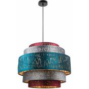Plafonnier suspendu pendule multicolore design lumière or salon textile velours décor poinçonnages Globo 152663H