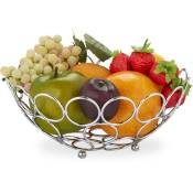 Relaxdays - Corbeille à fruits, design moderne rond, droit, pour fruits et légumes, pain, en métal, HxD 9 x 22,5 x 5,5 cm