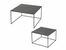 Set de 2 tables en nickel carrées de côtés 70 cm