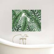 Sticker adhésif 15x15 cm x12, déco homestaging, motif fleurs tropicales vert foncé, style aquarel, décorez votre intérieur avec style. - Vert