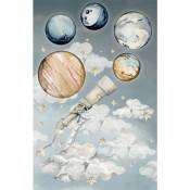 Sticker mural Ciel de Galilée - 50 x 75 cm - Bleu acier, brun terre