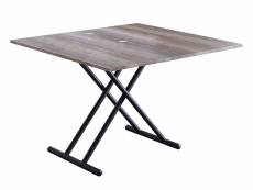 Table basse relevable rectangulaire extensible coloris noyer / pieds noir -longueur 100 x largeur 50-100 cm