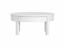 Table basse ronde blanche avec tiroir d80 cm eole