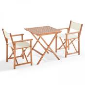 Table bistrot pliante carrée et 2 chaises pliantes