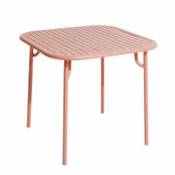 Table carrée Week-End / 85 x 85 cm - Aluminium - Petite Friture rose en métal