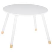 Table de chambre d'enfant Miroytengo Douceur blanche 60 cm, combine mélamine et bois de pin, design exclusif et polyvalent, parfaite pour les espaces
