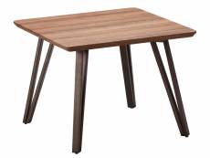 Table de coin carrée,table d'appoint en mélamine chêne avec pied en métal laqué noir-longueur 60 x profondeur 60 x hauteur 45 cm
