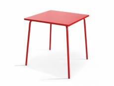 Table de jardin carrée en métal rouge - palavas