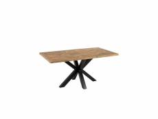 Table de repas rectangulaire bois massif-noir - grimali - l 160 x l 90 x h 76 cm - neuf