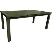 Table rectangulaire extensible Santorin 8/10 personnes en aluminium finition uni kaki avec 10 fauteuils Jardiline
