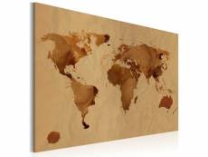 Tableau cartes du monde le monde peint avec du café