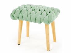 Tabouret avec assise en tissu vert clair et pieds en bois massif brial 79