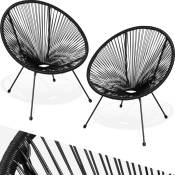 Tectake - Lot de 2 chaises de jardin pliantes Design rétro dans le style acapulco Résistant aux intempéries et aux uv - noir