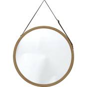 Tendance - miroir a suspendre diametre 38 cm - bambou