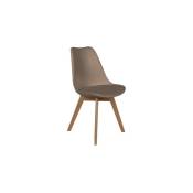 The Home Deco Factory - Chaise Scandinave Avec Coussin Taupe Home Deco Factory