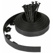 Tolletour - Bordure de jardin plastique flexible 10m avec 30 piquets noir - noir