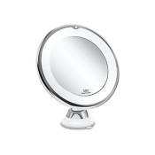Trimec - Miroir De Maquillage Grossissement 10X Led Miroir De Maquillage Lumineux Pivotant à 360° Avec Ventouse Intégrée Miroir De Rasage Miroir