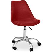 Tulip Style - Chaise de bureau rembourrée - avec roulettes - Tulip Rouge - Acier, Tissu, Nylon - Rouge