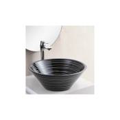 Vasque pour salle de bain Bol - Céramique Noire rainurée Blanc - 42 cm Gap