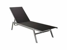 Vidaxl chaise longue acier et textilène noir 48011
