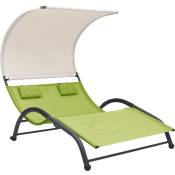 Vidaxl - Chaise longue double avec auvent Textilène Vert