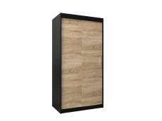 Armoire de chambre torm noir/sonoma 100 avec 2 portes coulissantes penderie (tringle) avec étagères sans tiroirs
