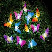 Bougies décoratives de jardin avec papillons lumineux, à charge solaire, multicolores