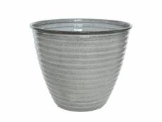Cache-pot rond en acier émaillé gris amy - ø 33 x 26 cm - jardideco
